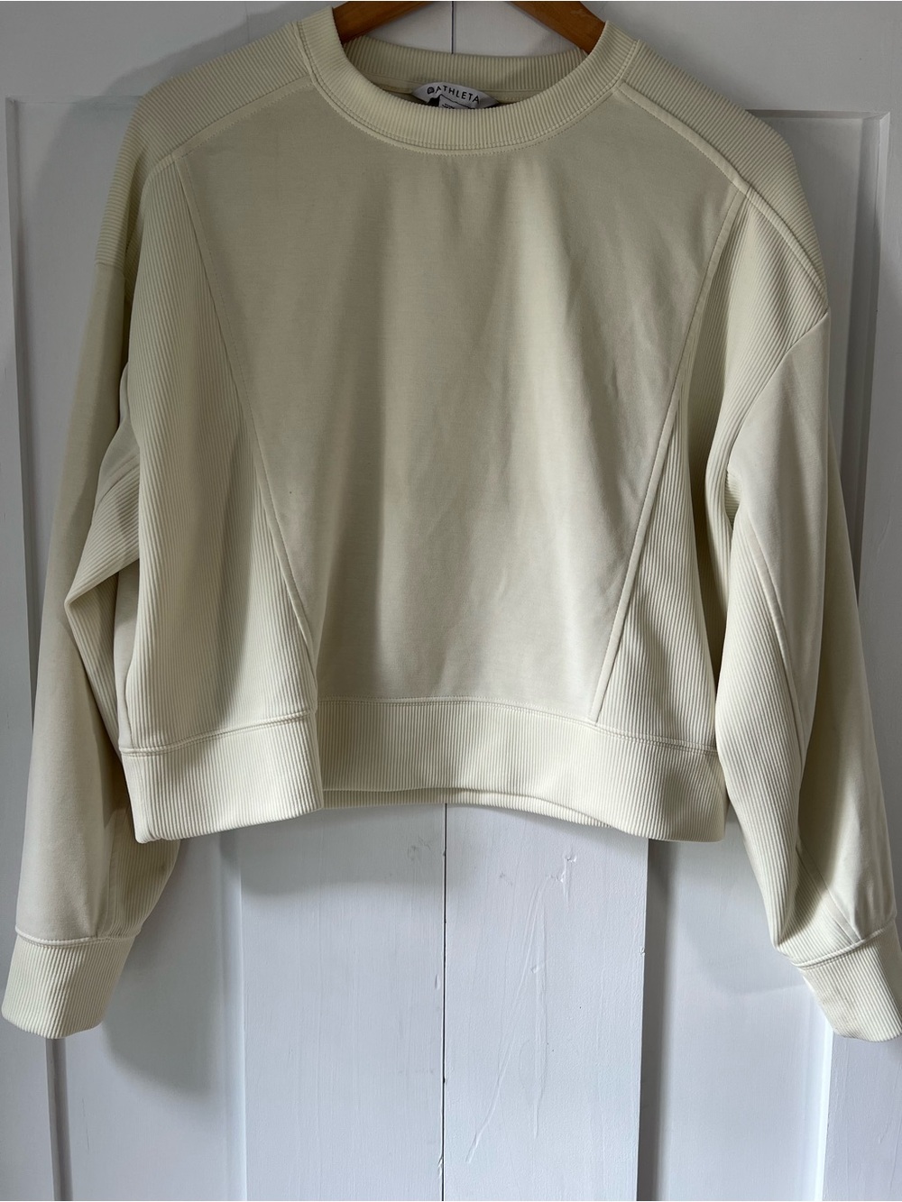 Athleta Off-White Ribbed Crewneck Sweatshirt